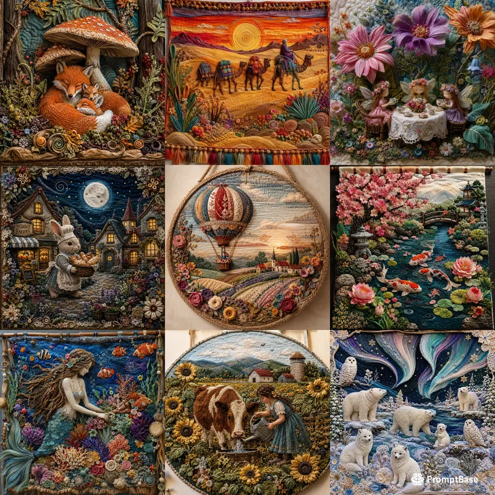 Rustic Textile Folk Art Scene Kits