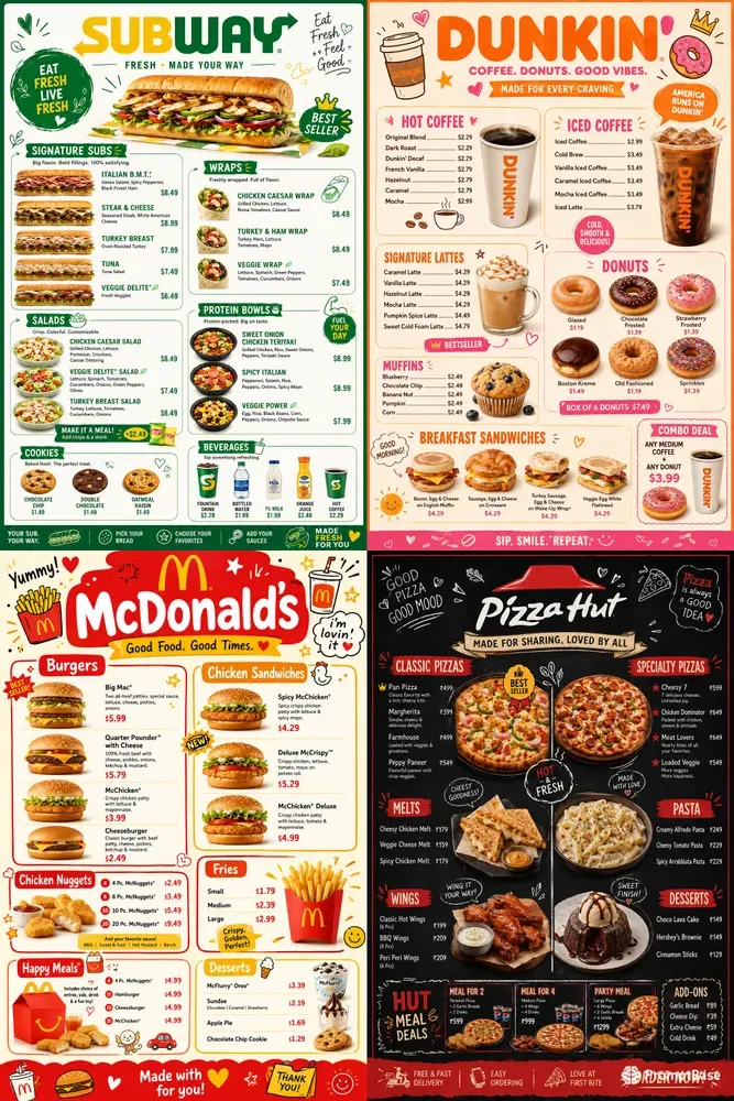 Cute Product Menu Boards