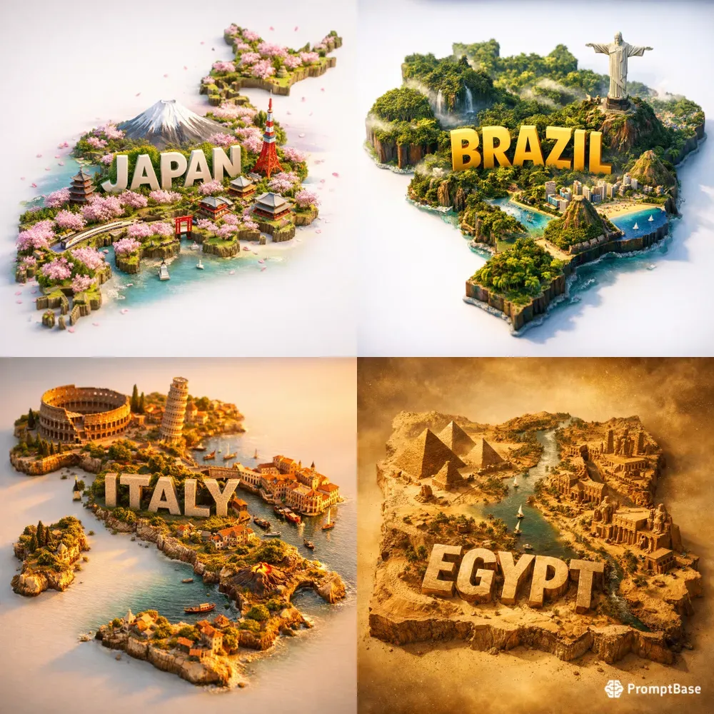 Miniature Country Map Dioramas