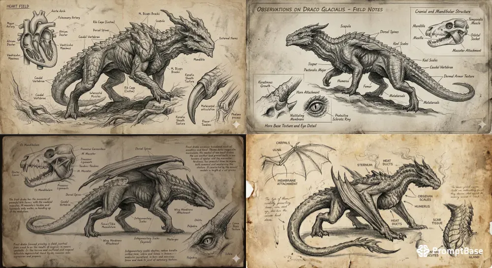 Real Dragon Anatomy Character Sheets