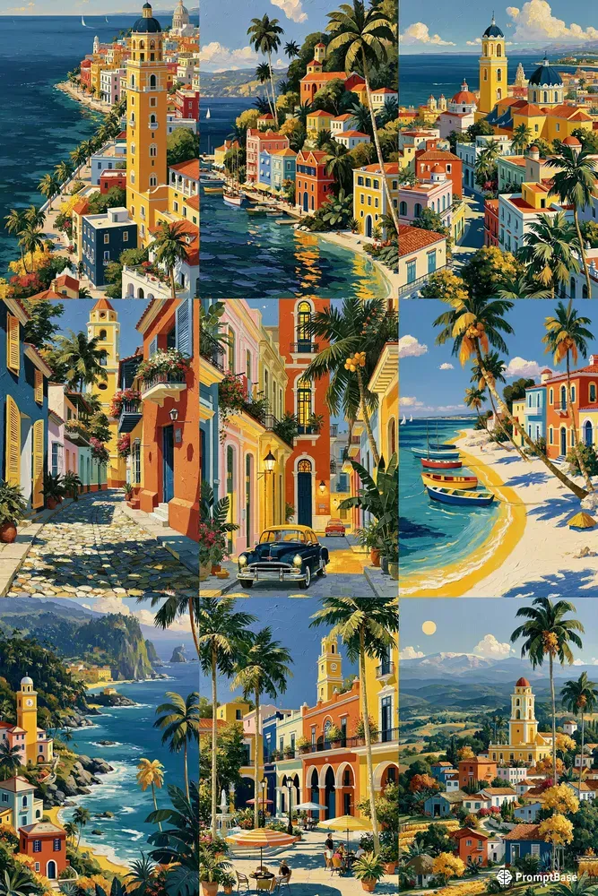 Tropical Caribbean Impasto Oil Art