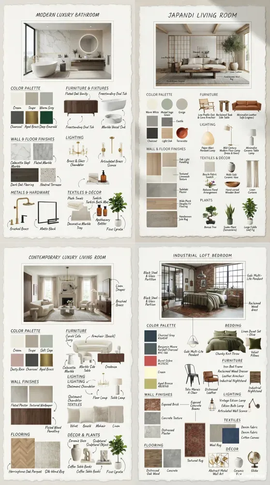Handwritten Interior Design Mood Boards