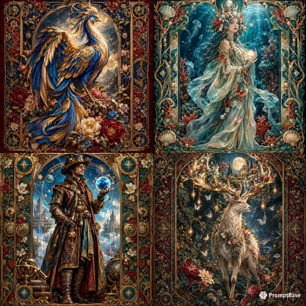Ornate Vintage Card Portraits