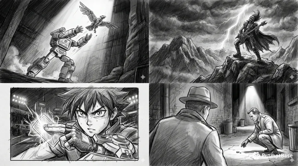 Cinematic Storyboard Panels
