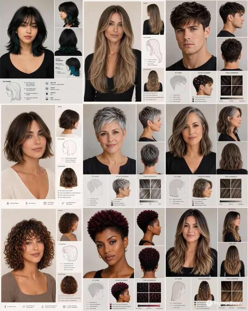 Salon Haircut Color Consultation Boards