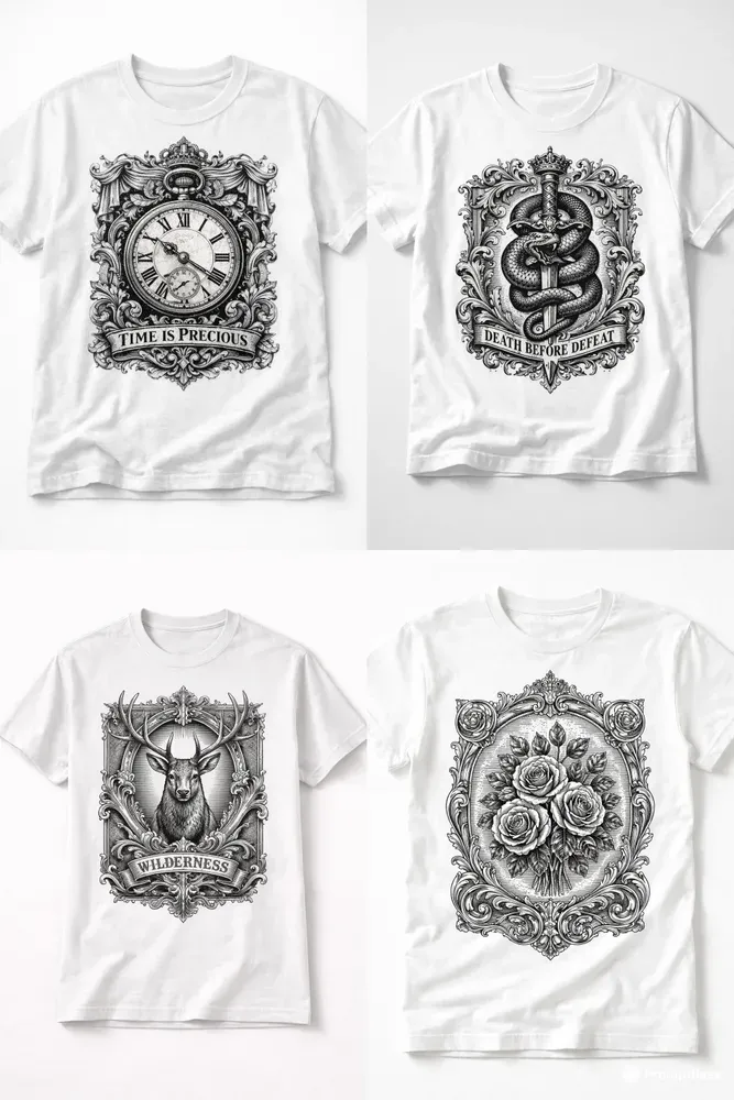Victorian Engraved Tshirt Designs