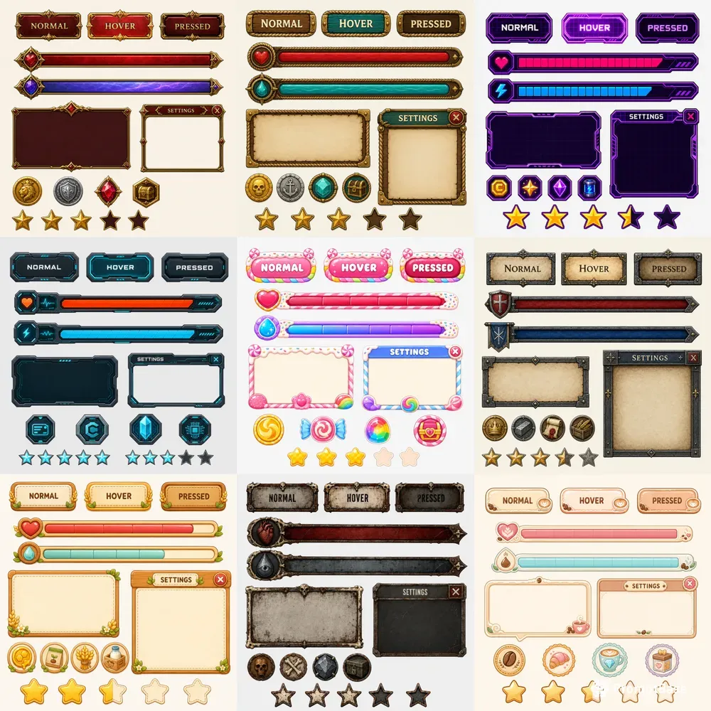 Game UI Kit Sheets Any Style