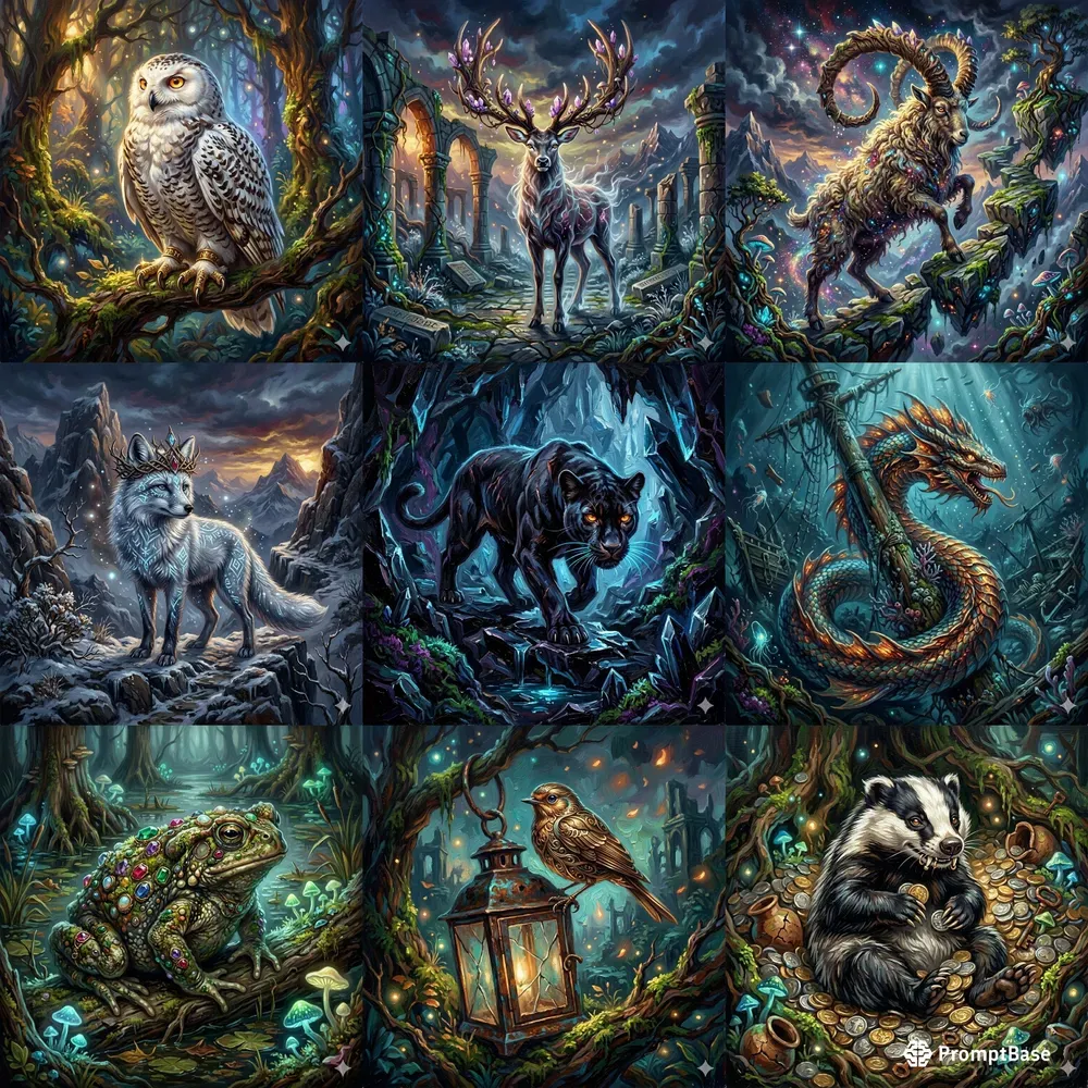 Digital Dark Fantasy Animal Portraits