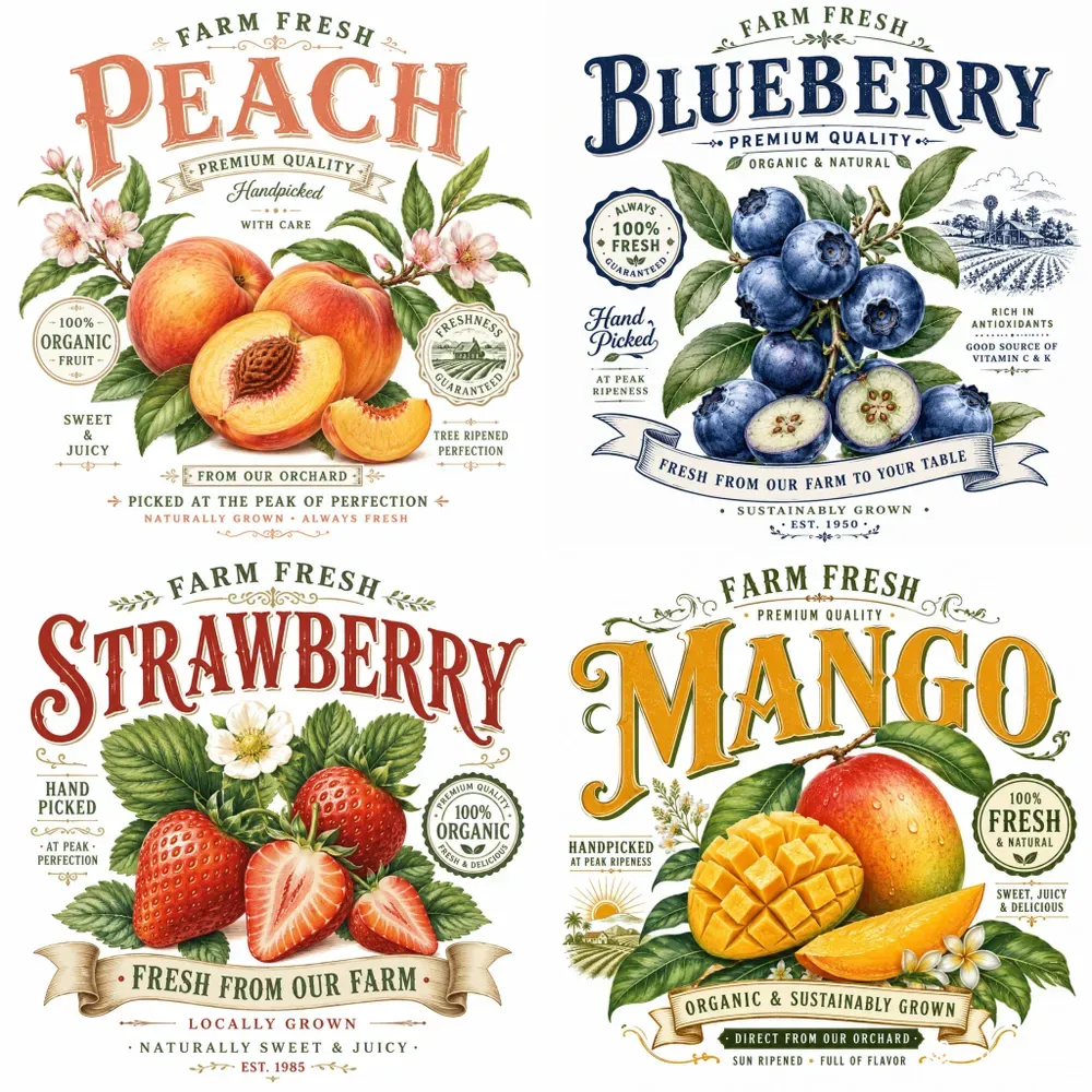 Vintage Farm Fresh Fruit Tees
