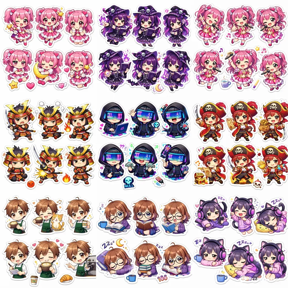 Anime Chibi Diecut Sticker Sheets