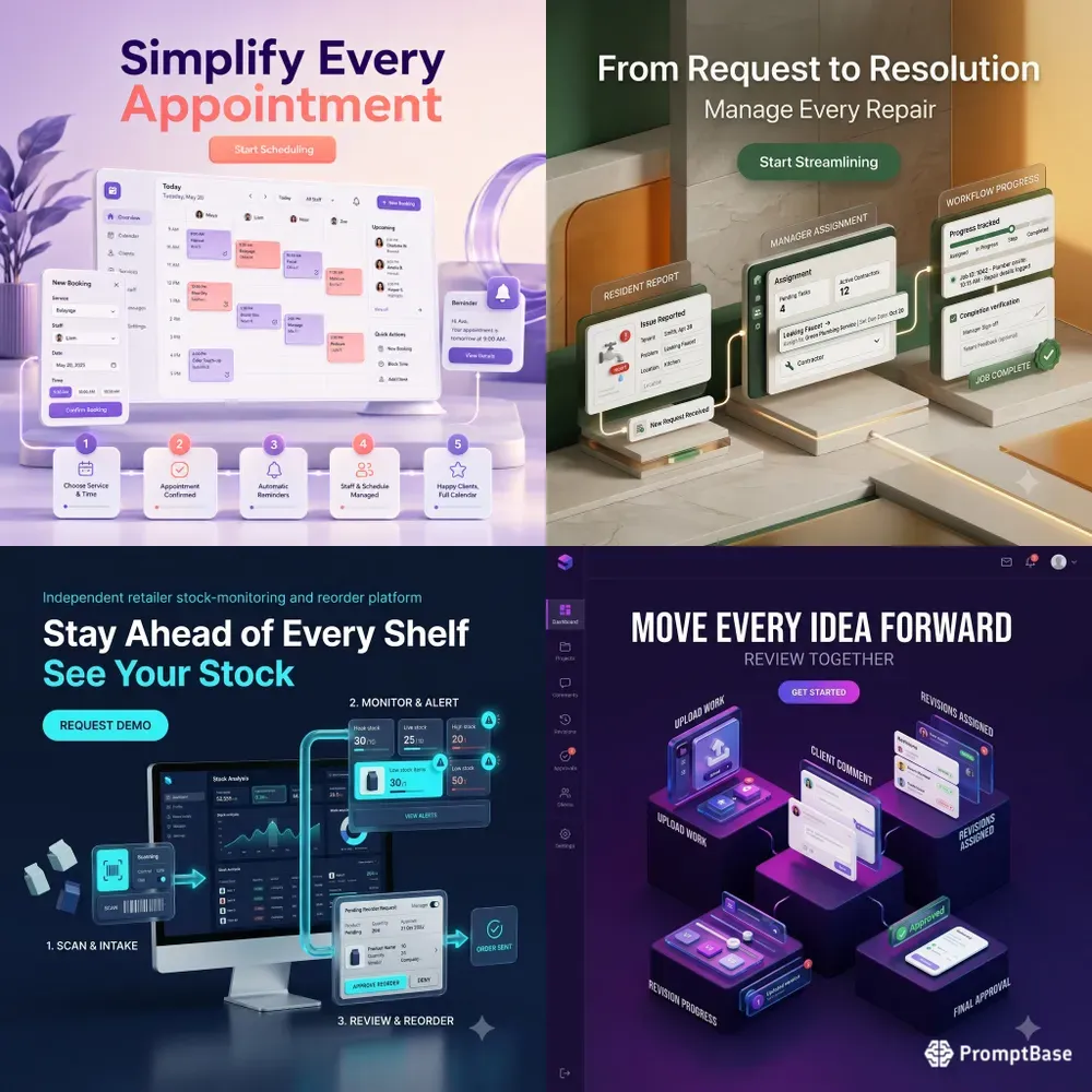 Saas Workflow 3D Landing Heroes