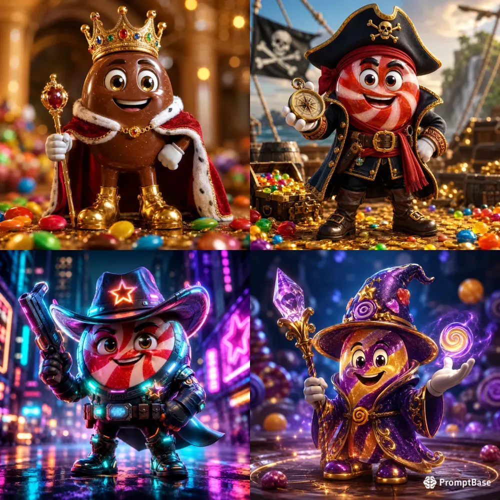 Luxury Candy Cowboy Mascot Portraits 3D