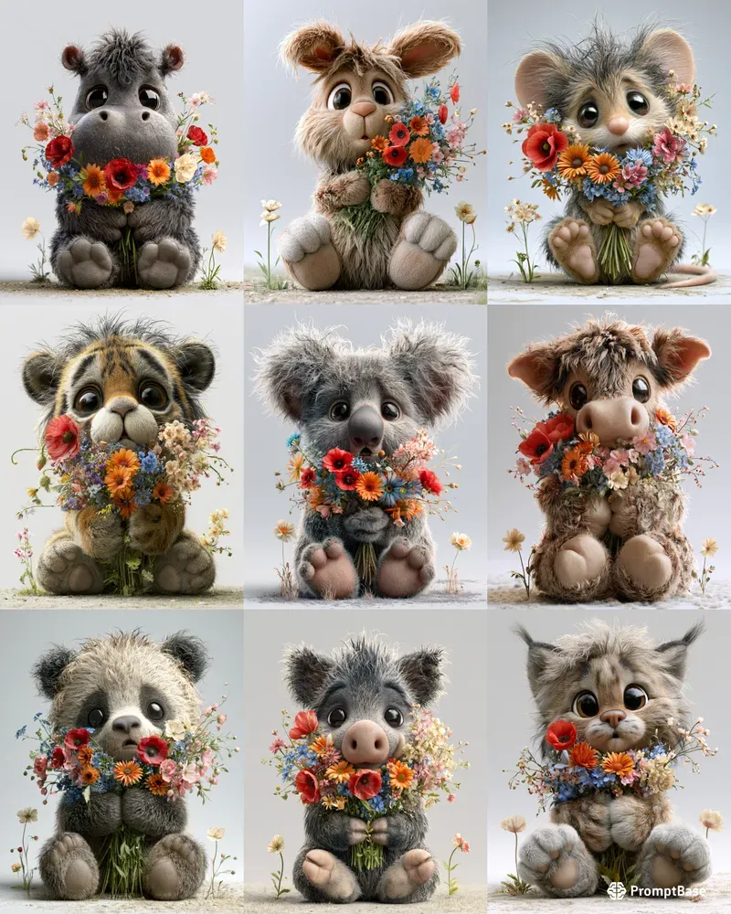 Floral 3D Animal Characters