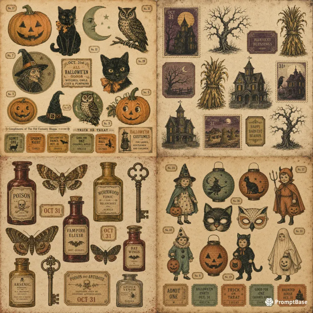 Vintage Halloween Journal Ephemera