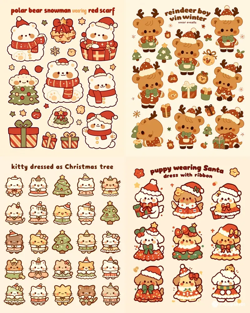Kawaii Christmas Mascot Stickers