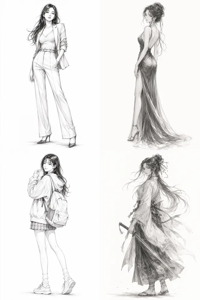 Adaptive Japanese Anime Character Sketches