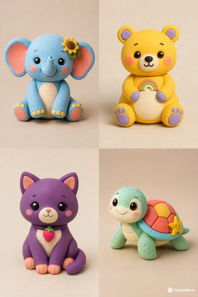 Handmade Clay Animal Figurines