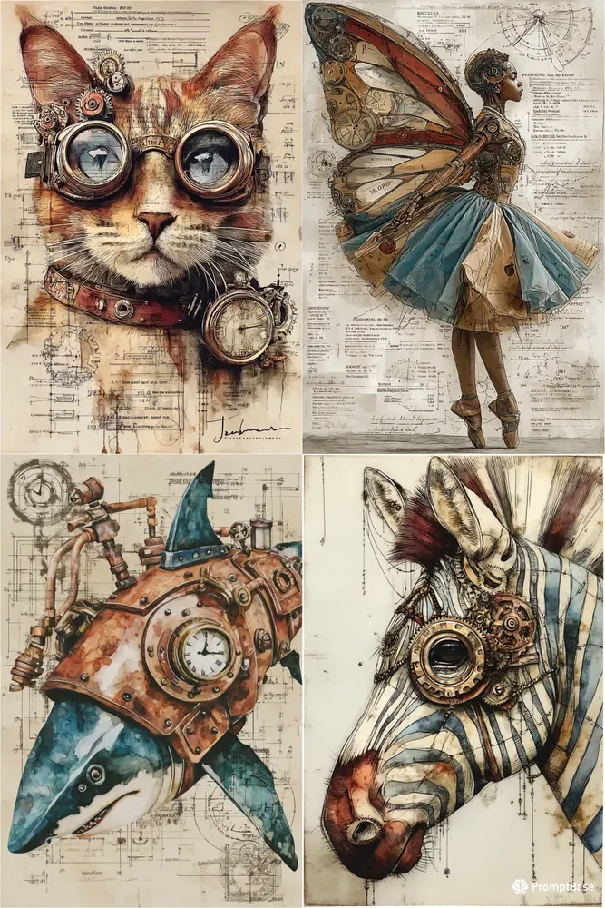 Junk Journal Steampunk Creatures