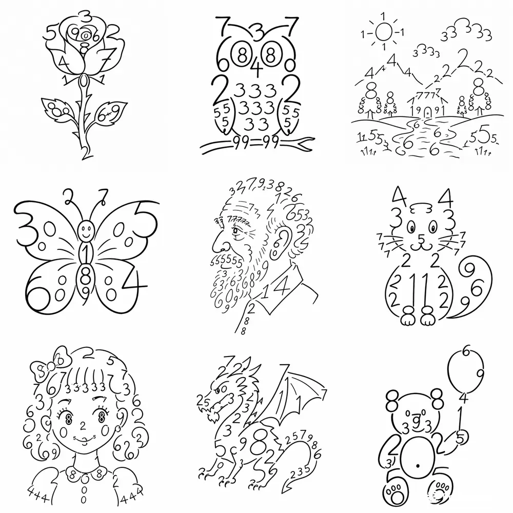 Creative Hidden Numbers Doodle Drawings
