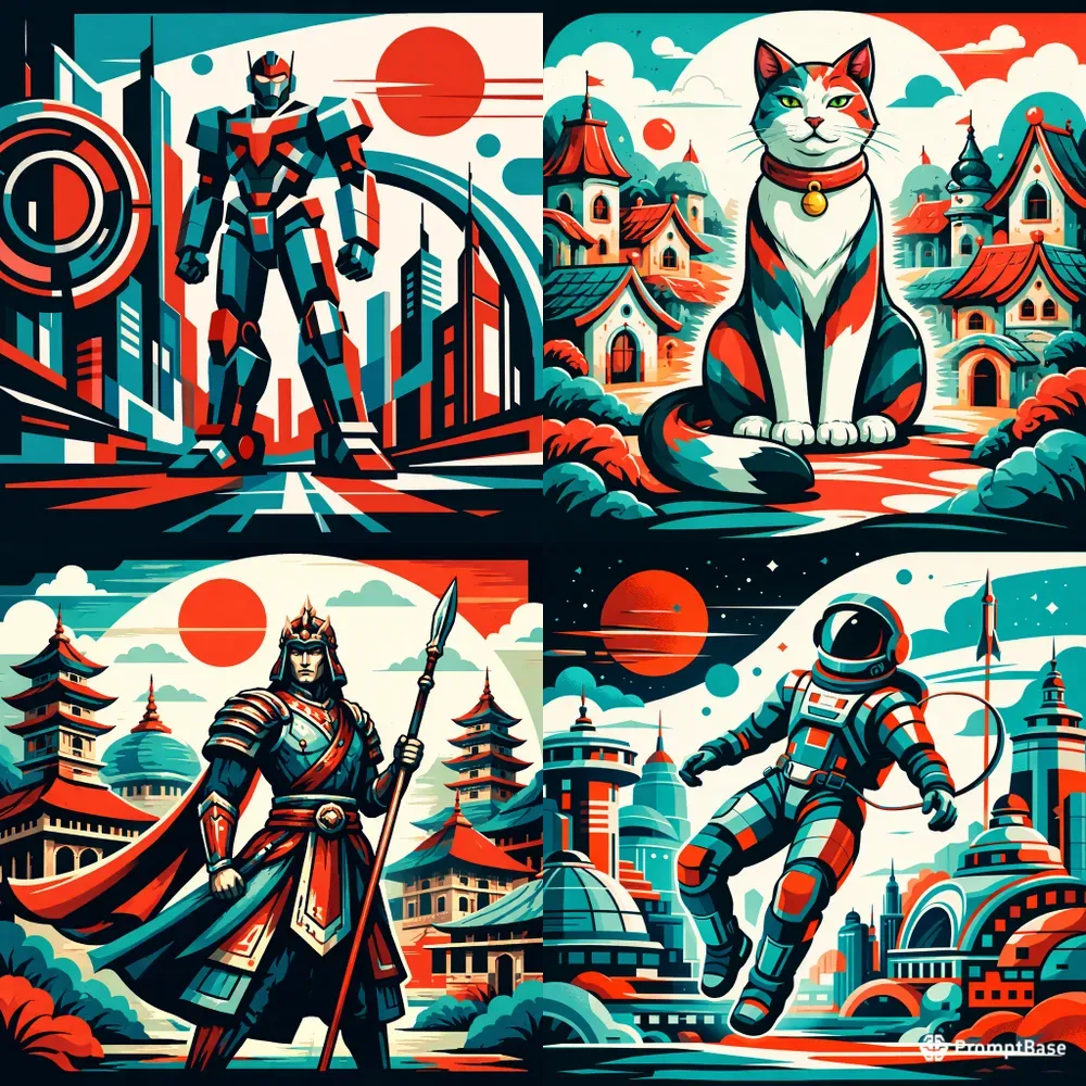 Modern Geometric Character City Art