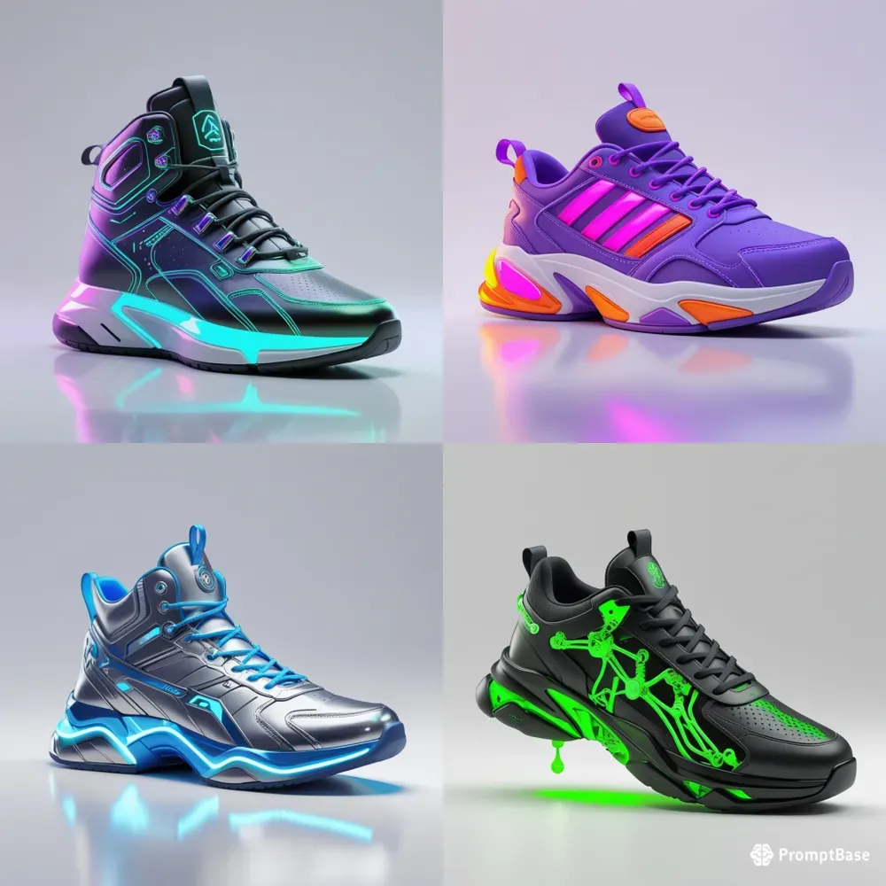 3D Futuristic Cyberpunk Neon Sneakers
