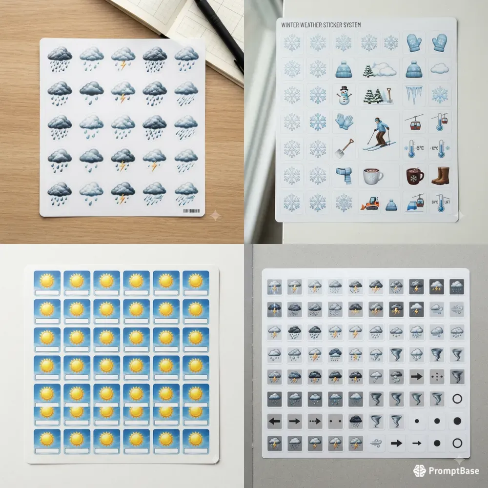 Weather Icon Sticker Sheet Systems