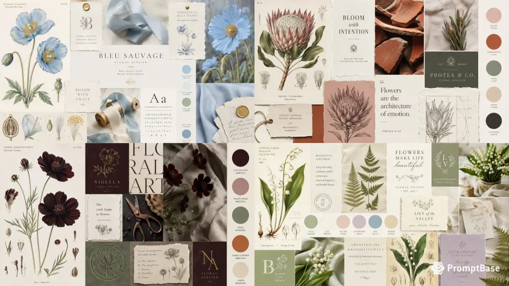 Aesthetic Vintage Florist Branding Boards