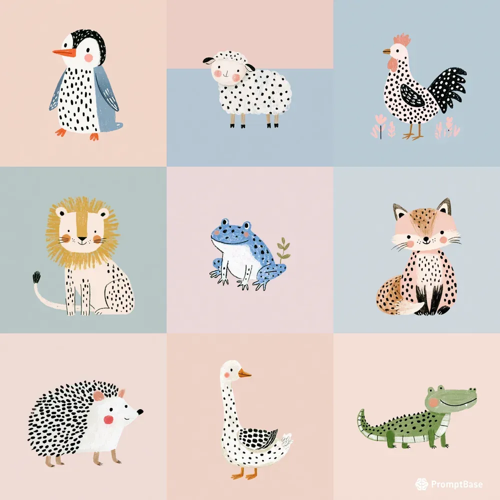 Cute Minimalist Line Art Characters