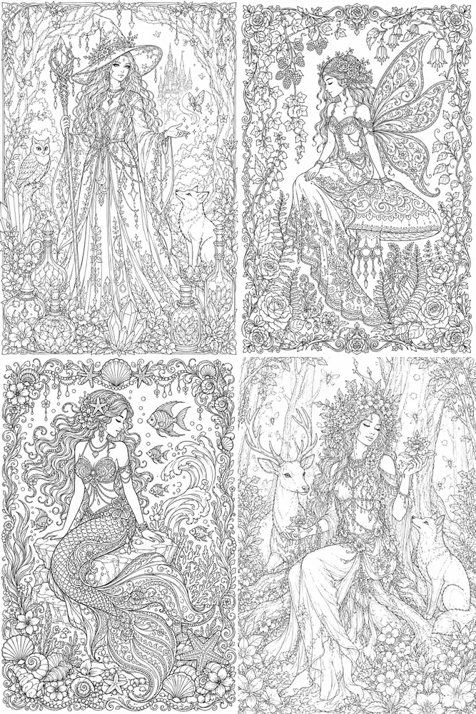 Enchanted Fantasy Coloring Book Pages