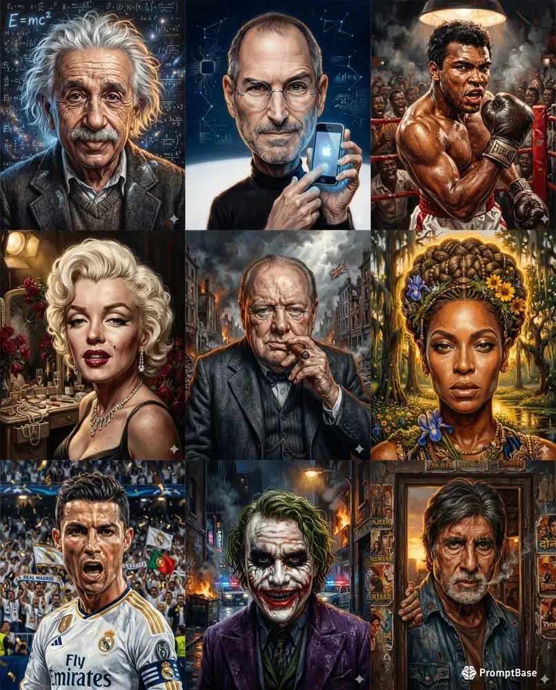 Cinematic Caricature Portrait Paintings