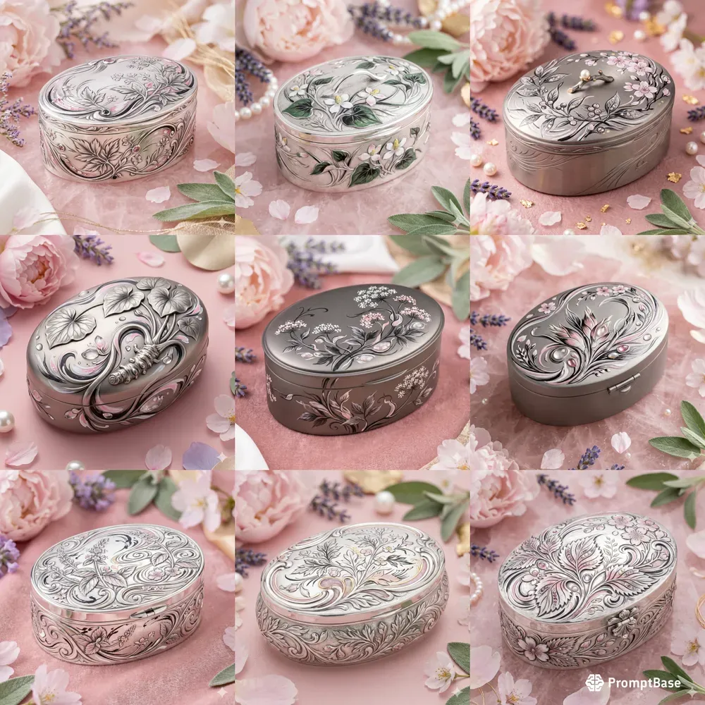 Japonism Herb Oval Keepsake Boxes