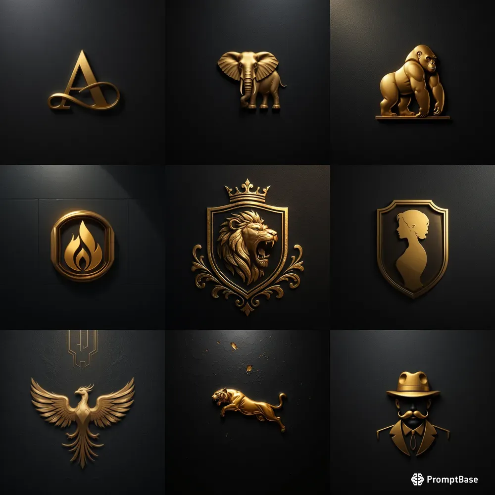 Elegant Gold Logo Sets On Dark Textures