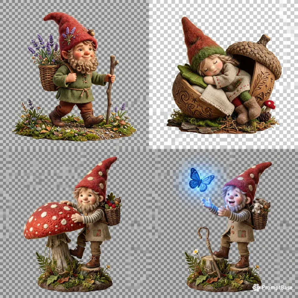 Rural Gnome Linen Felt Scrapbook Cliparts