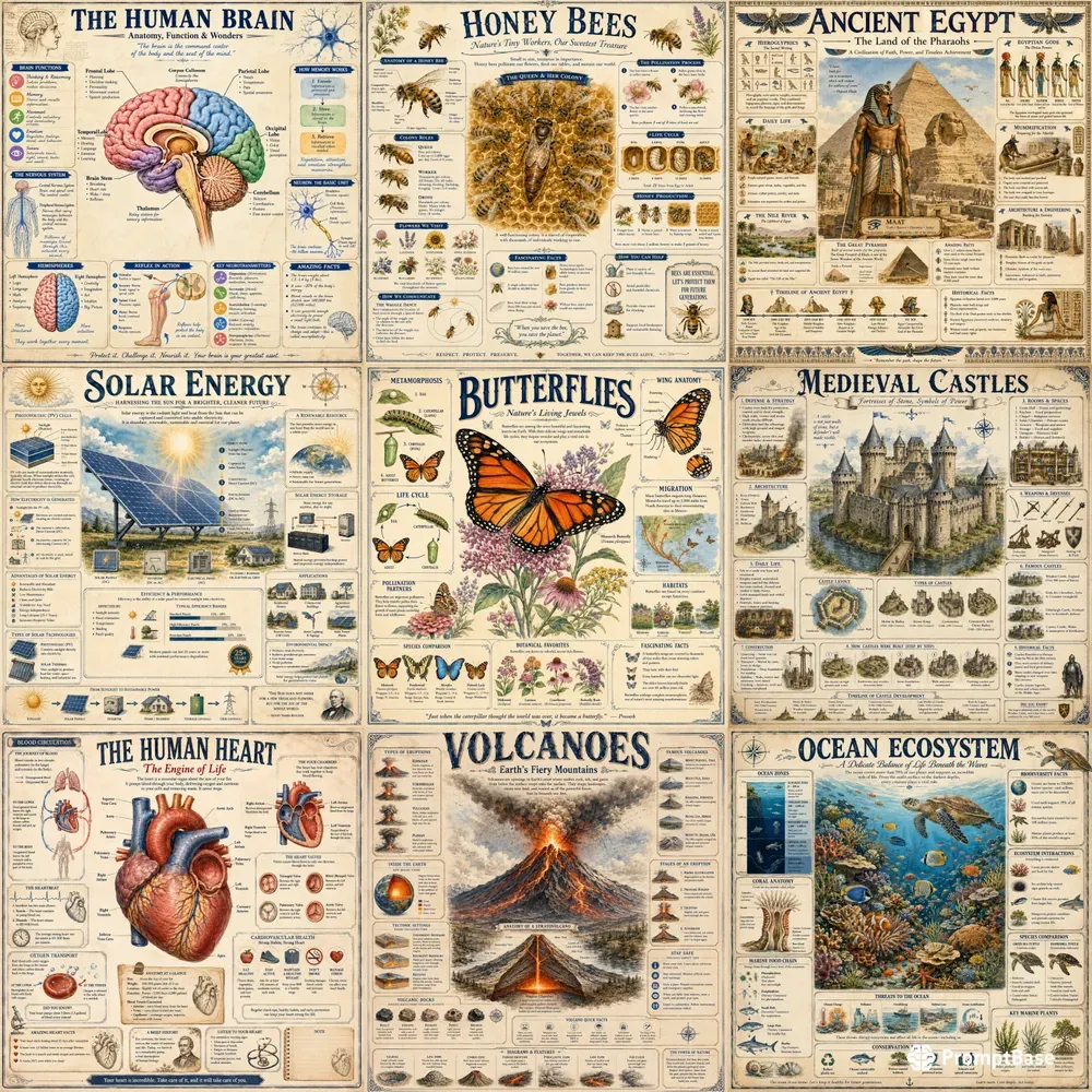 Vintage Educational Infographic Sets