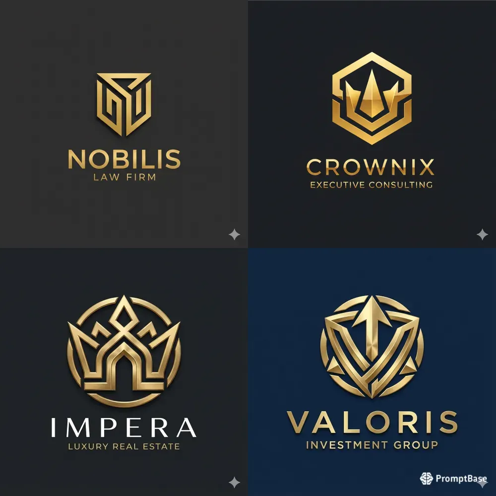 Luxury Gold Geometric Emblem Logos