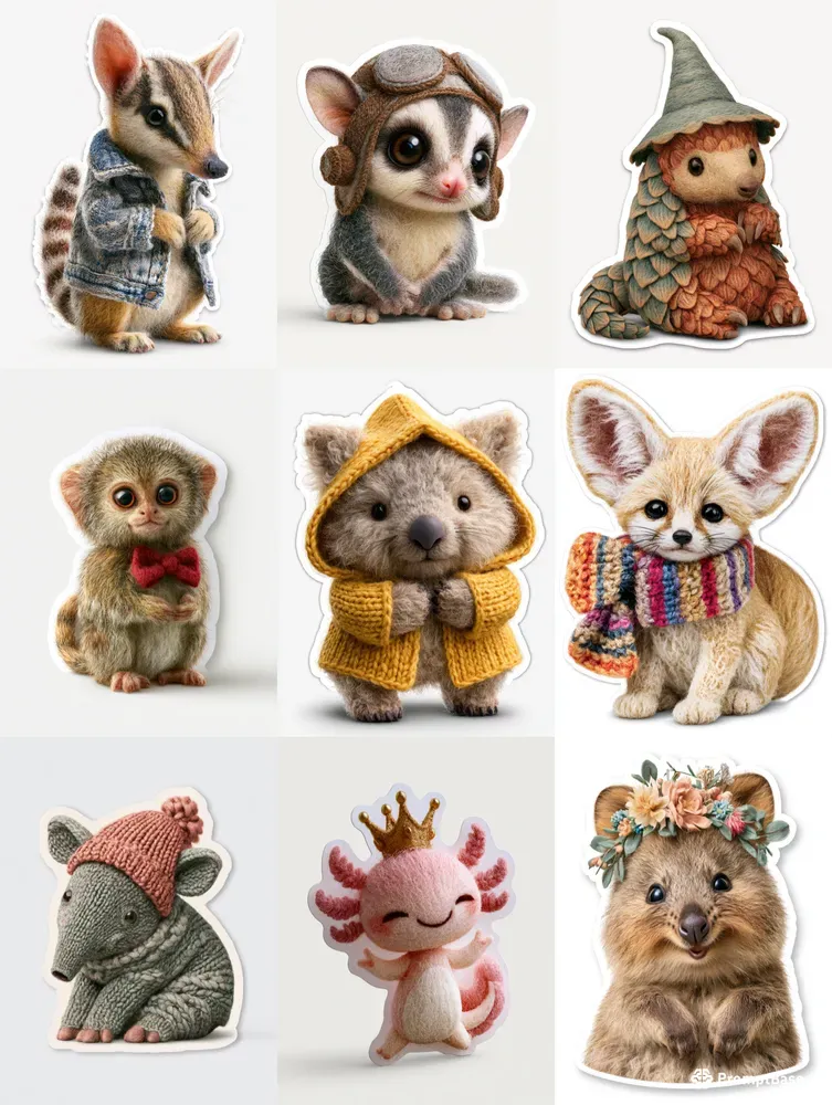 3D Needlefelted Woollen Stickers