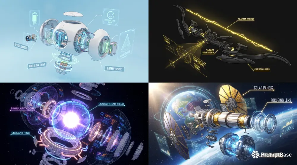 Exploded 3D Mechaweapon UIs