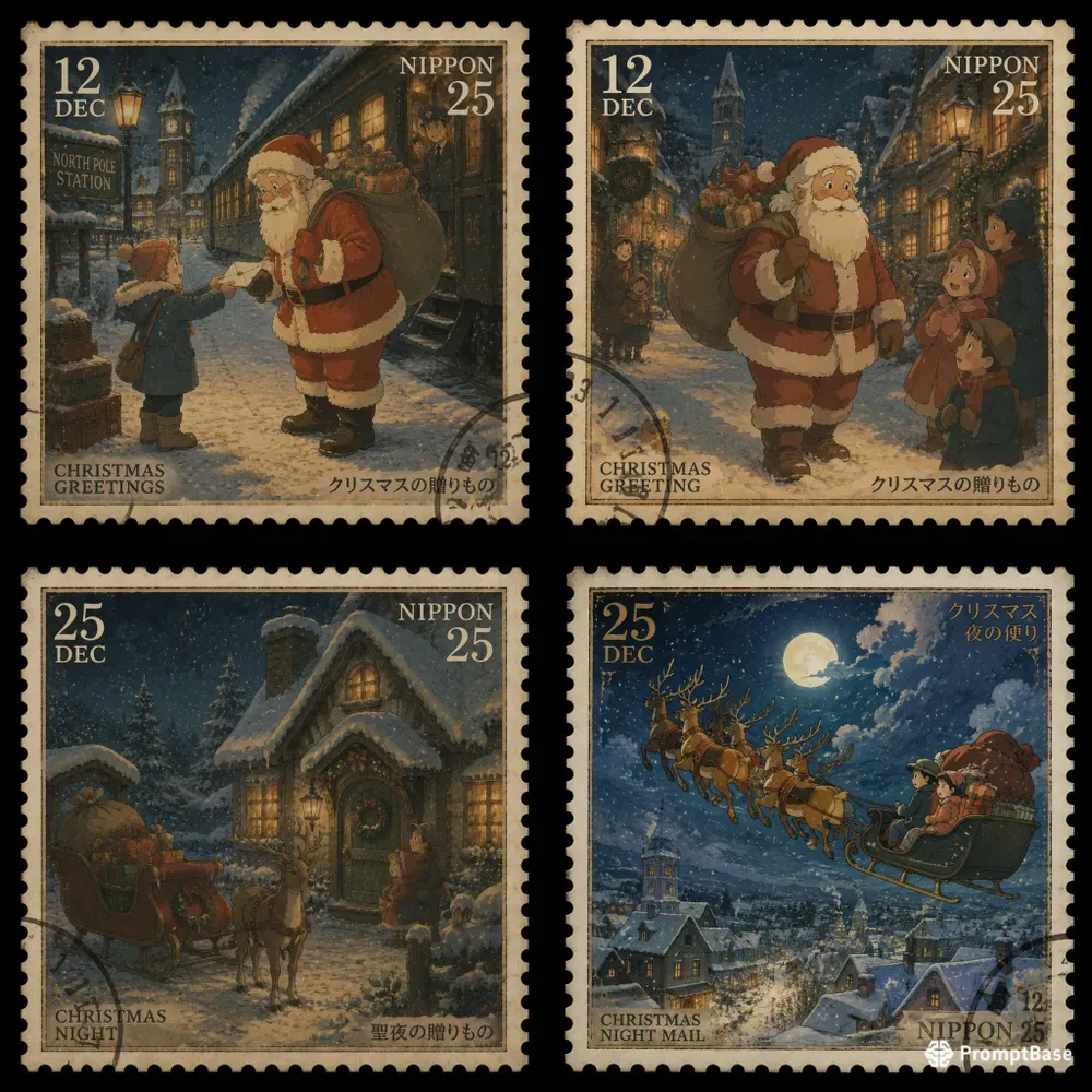 Christmas Animated Film Stamp Ephemera