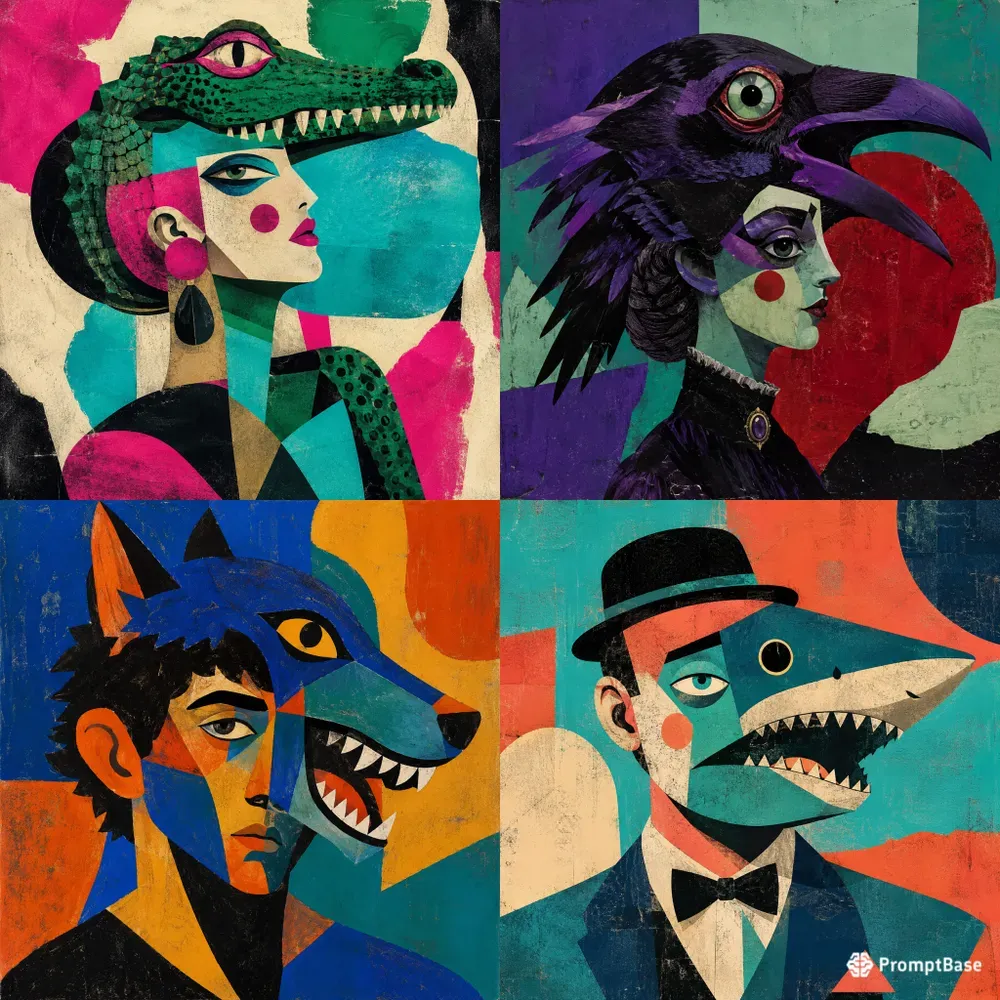 Humans And Animals Surreal Graphic Art