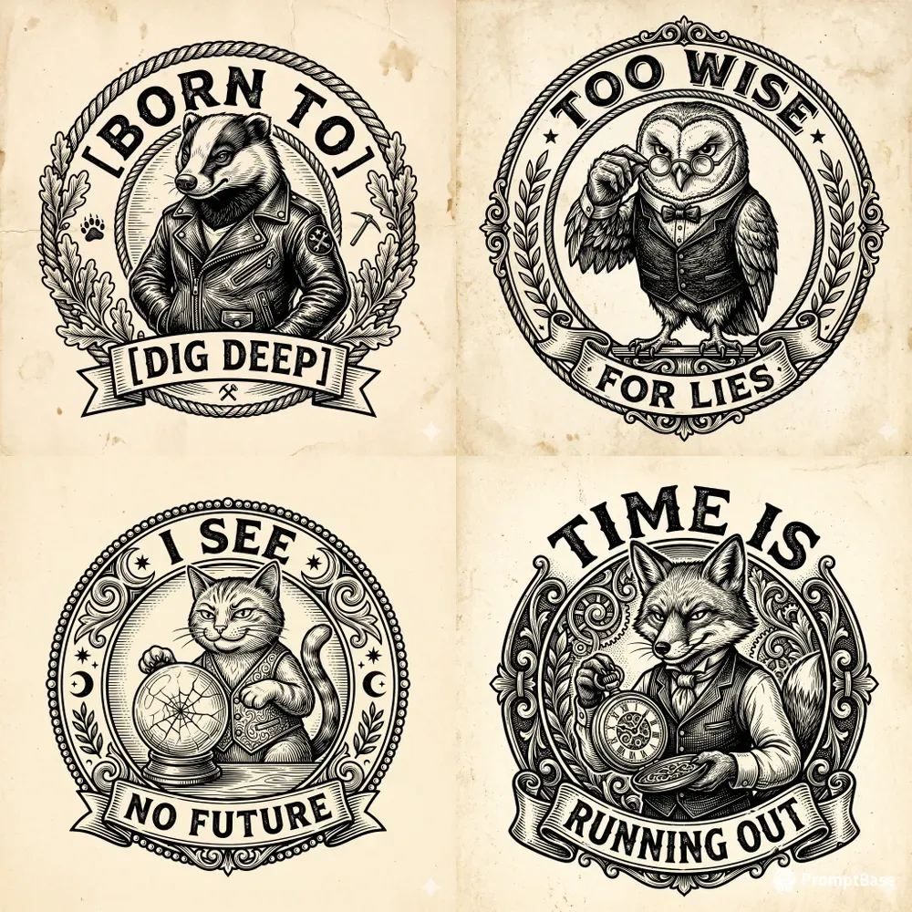Vintage Sassy Animal Badges