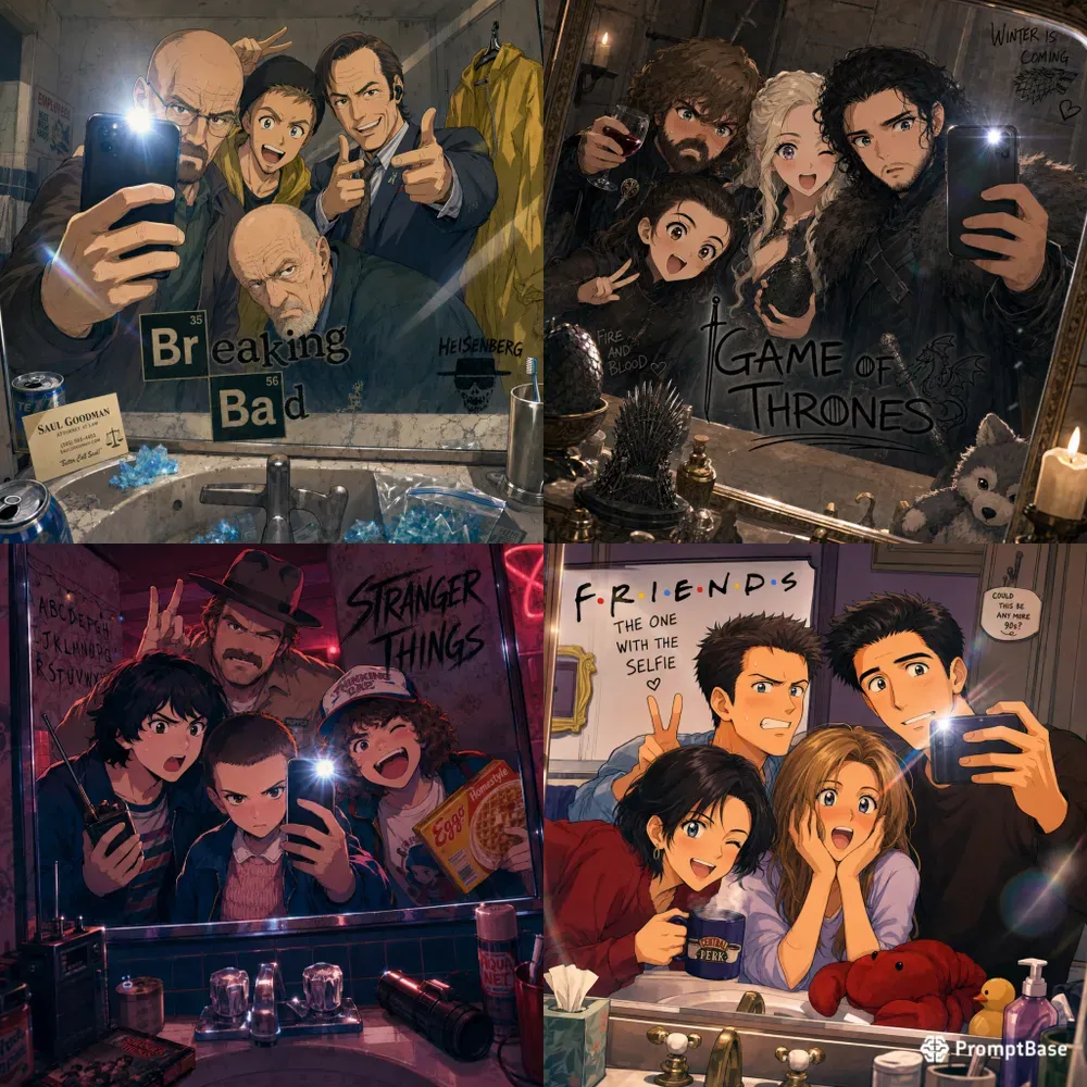 Bathroom Mirror Selfie Anime Tv Series