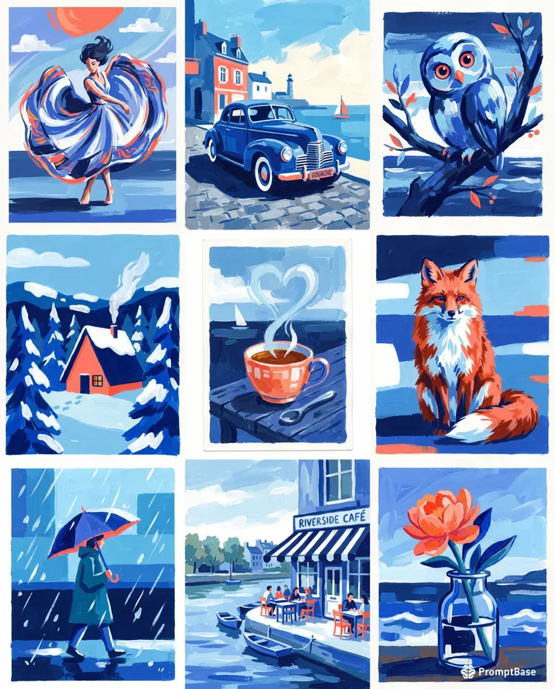 Bold Brushstroke Blue Corals
