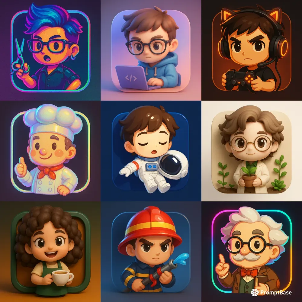 3D Chibi App Icons