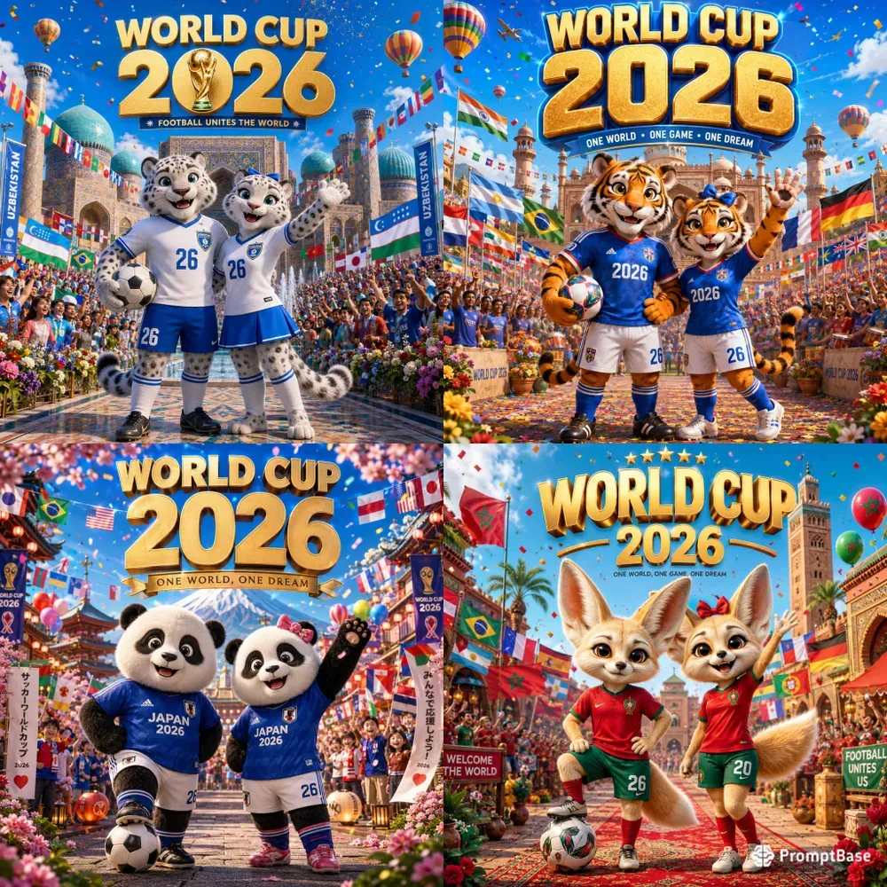 World Cup Mascot Celebration Posters