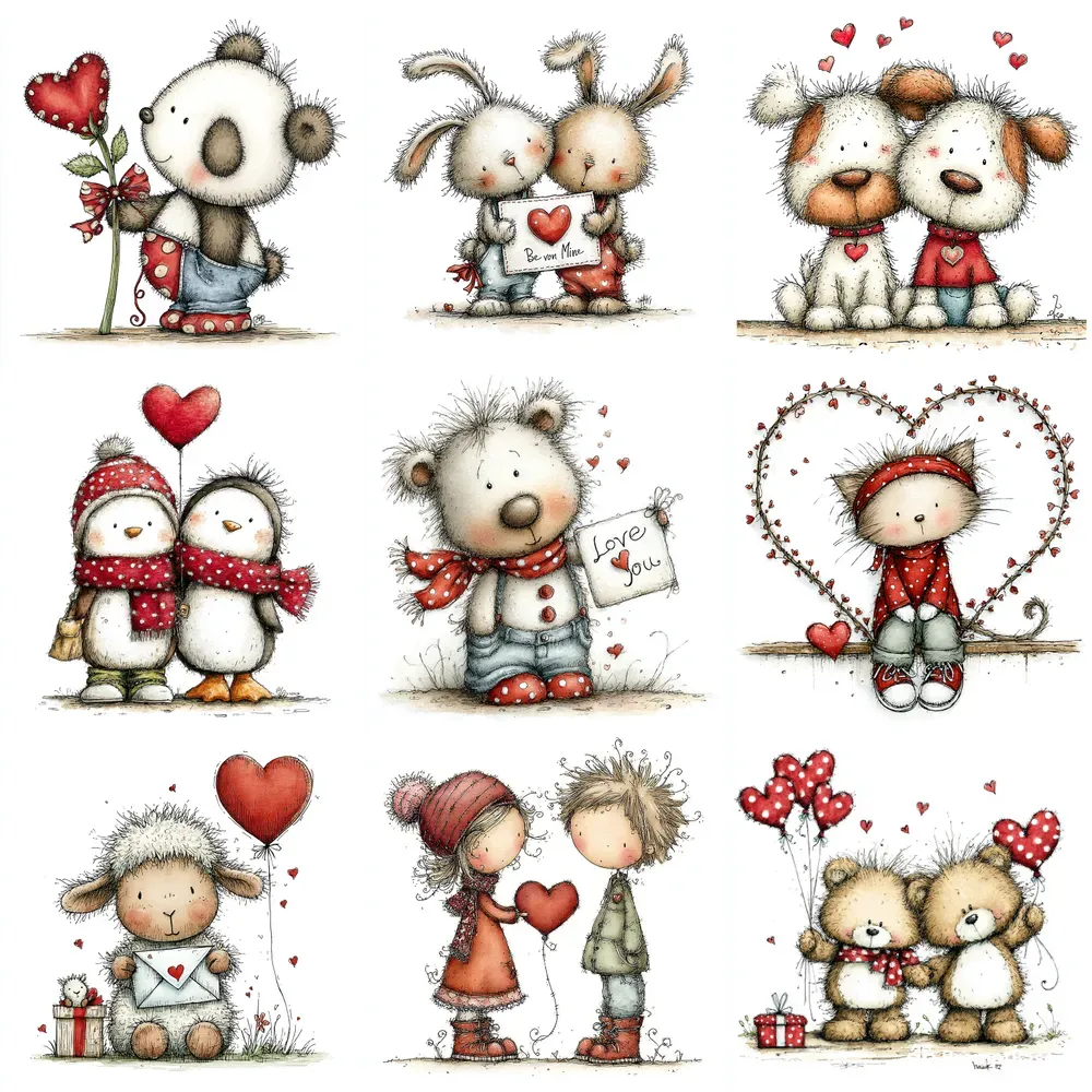 Whimsical Valentine Logo Clipart Sets