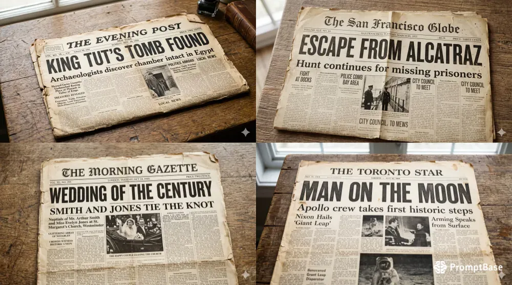Vintage Newspaper Headline Front Pages