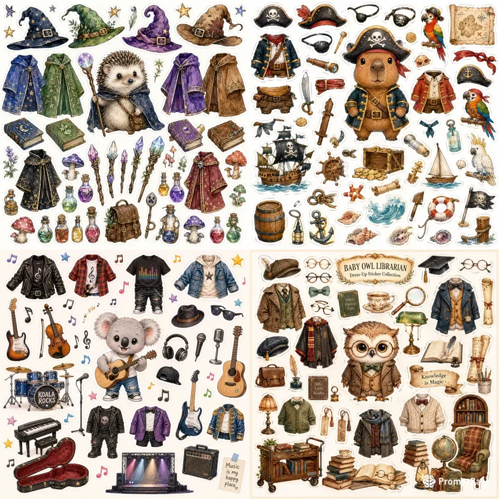 Whimsical Dressup Sticker Sheet Creators