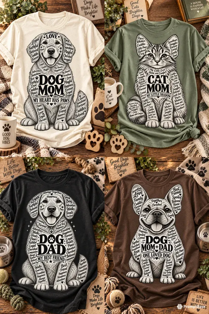 Pet Love Word Tshirt Graphics