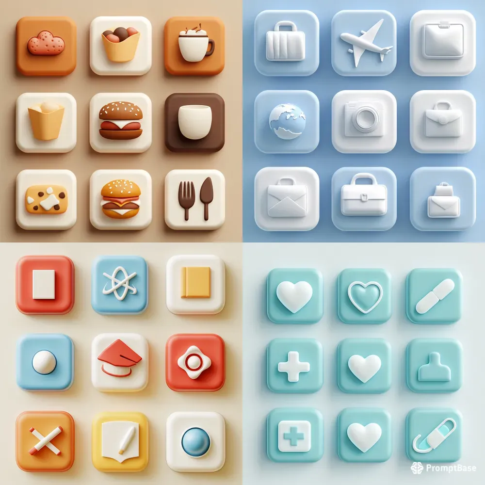 Puffy 3D Minimalist App Icons