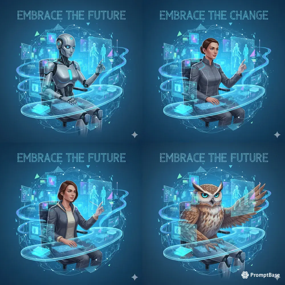 Futuristic Tech Workers Art